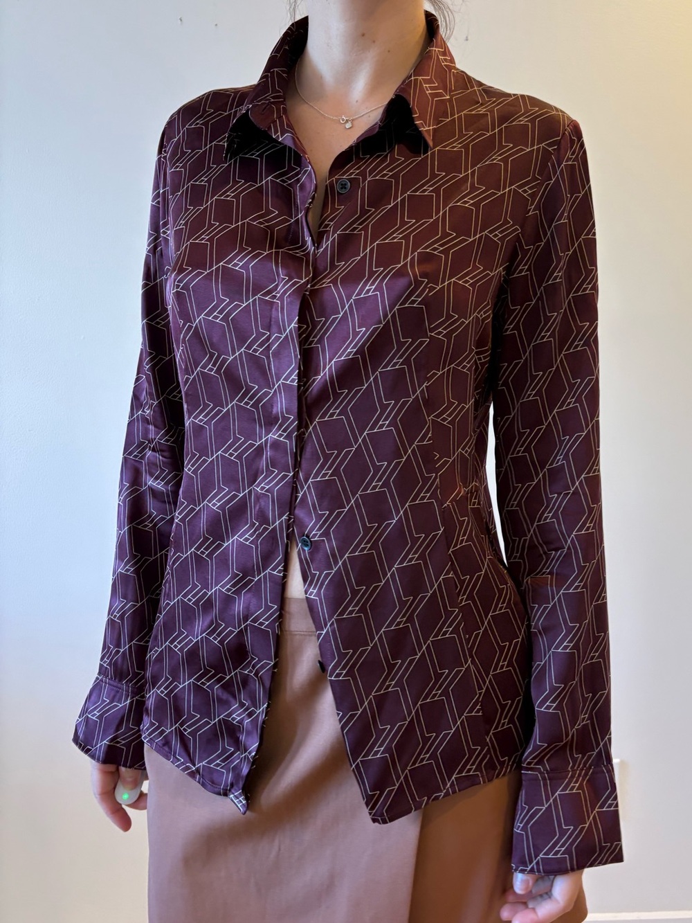 Silk burgundy button up long sleeve rag and bone blouse